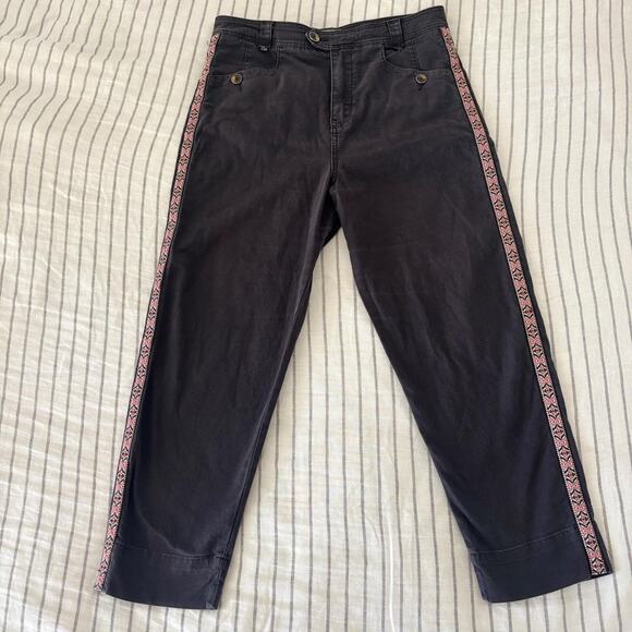 Anthropologie jeans 8 dark relaxed fit with ribbon on the side - Picture 1 of 5